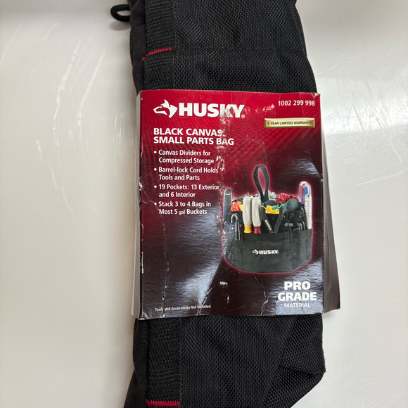 Husky Black Canvas Small Parts Organizer Pouch And Free 2 Pocket Nail Apron - Picture 1 of 8